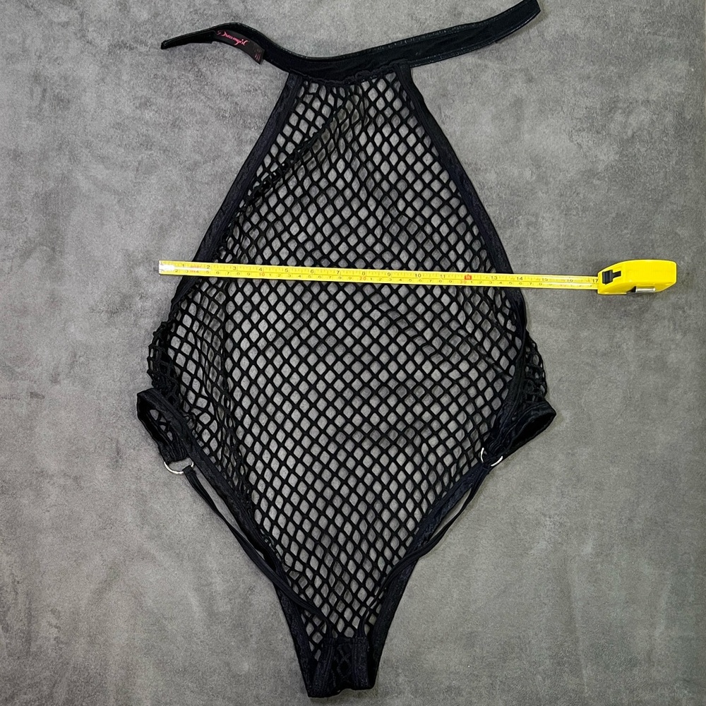 Dreamgirl Black Fishnet Open Back Collar Bodysuit S/M - Picture 13 of 13